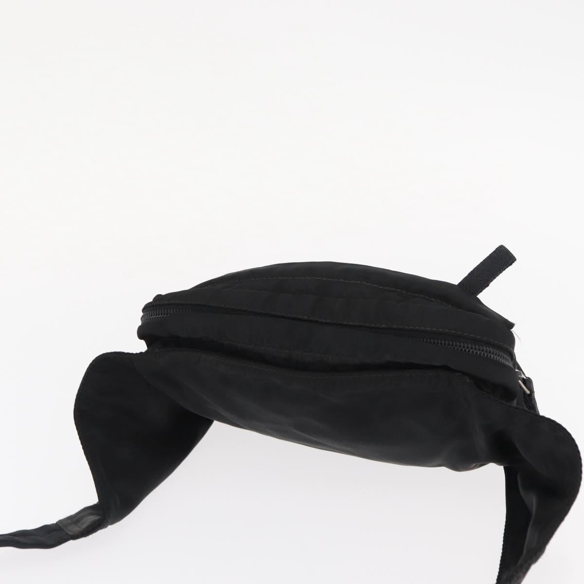 PRADA Body Bag Nylon Black Silver Auth 154536
