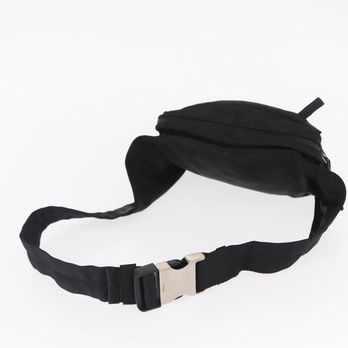 PRADA Body Bag Nylon Black Silver Auth 154536