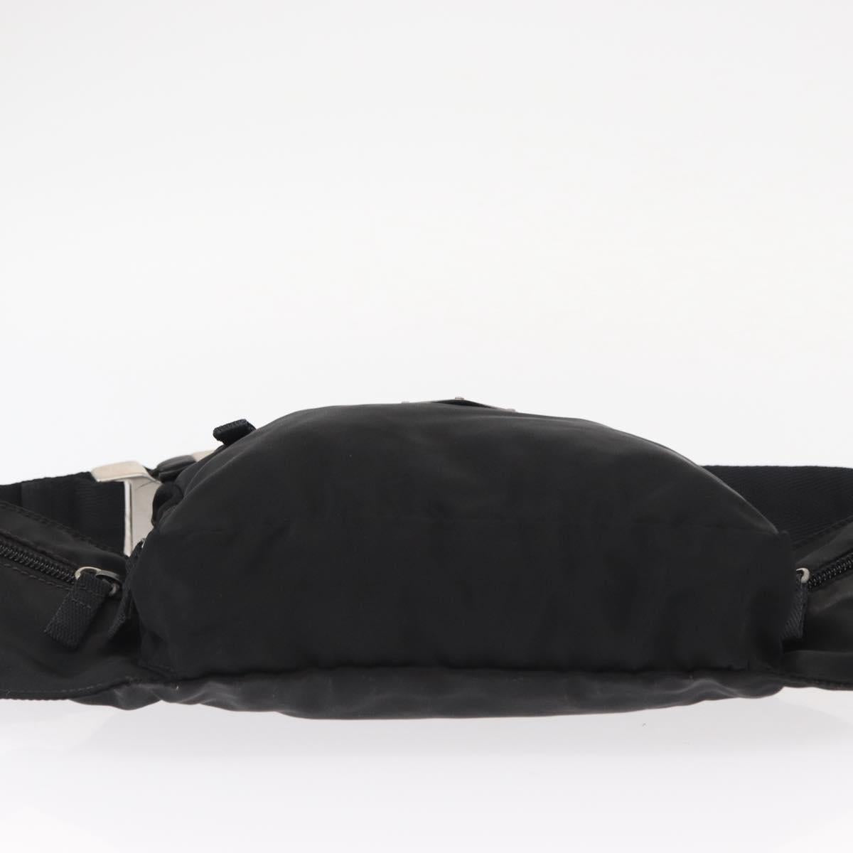 PRADA Body Bag Nylon Black Silver Auth 154536