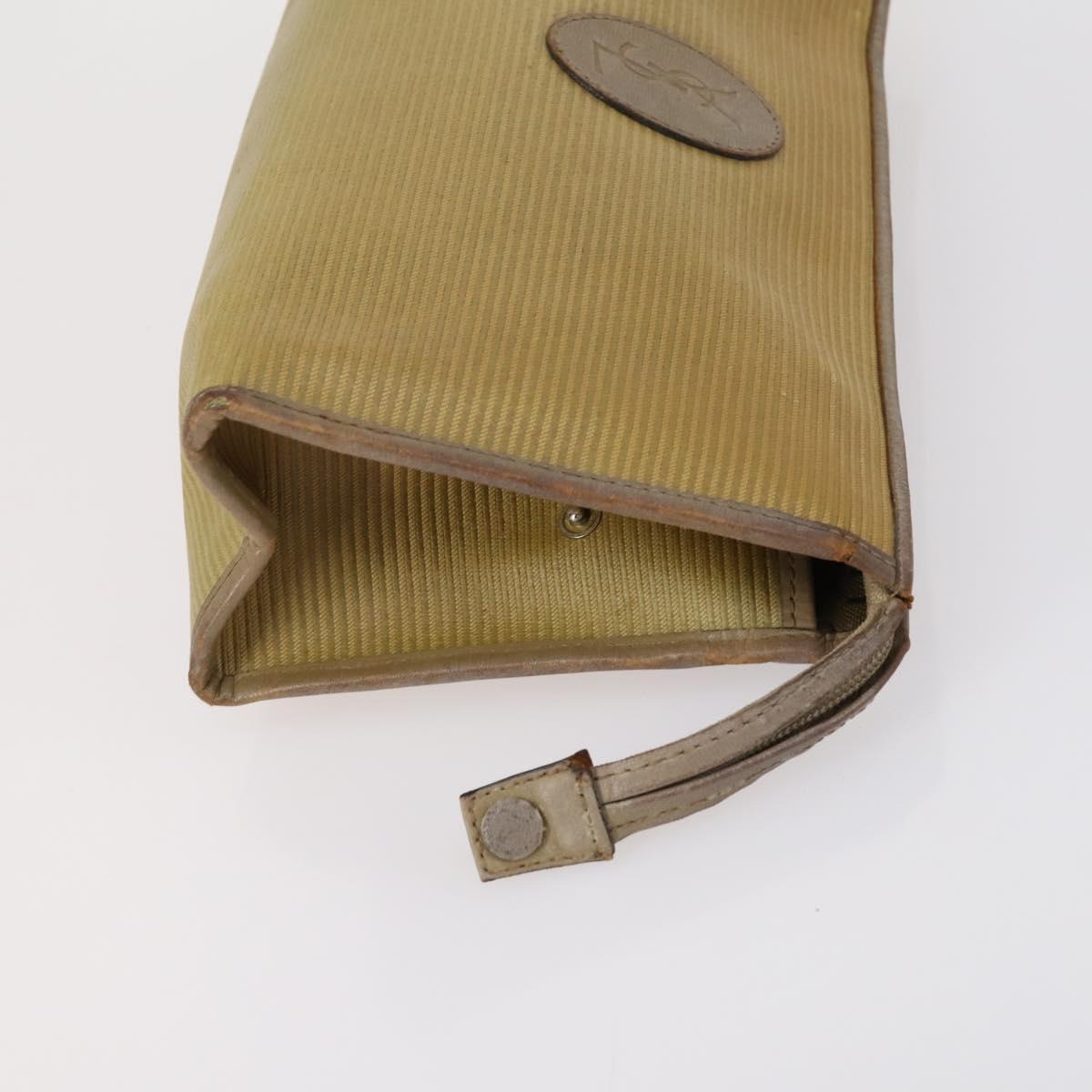 SAINT LAURENT Clutch Bag Leather 2 Set Beige Brown Auth 154537