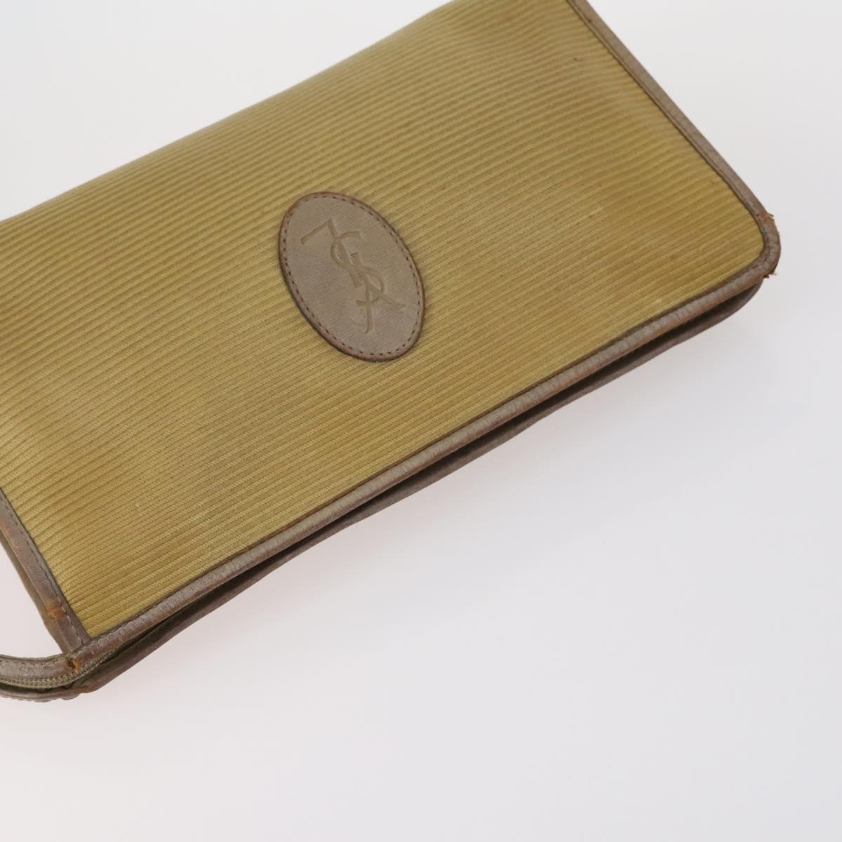 SAINT LAURENT Clutch Bag Leather 2 Set Beige Brown Auth 154537