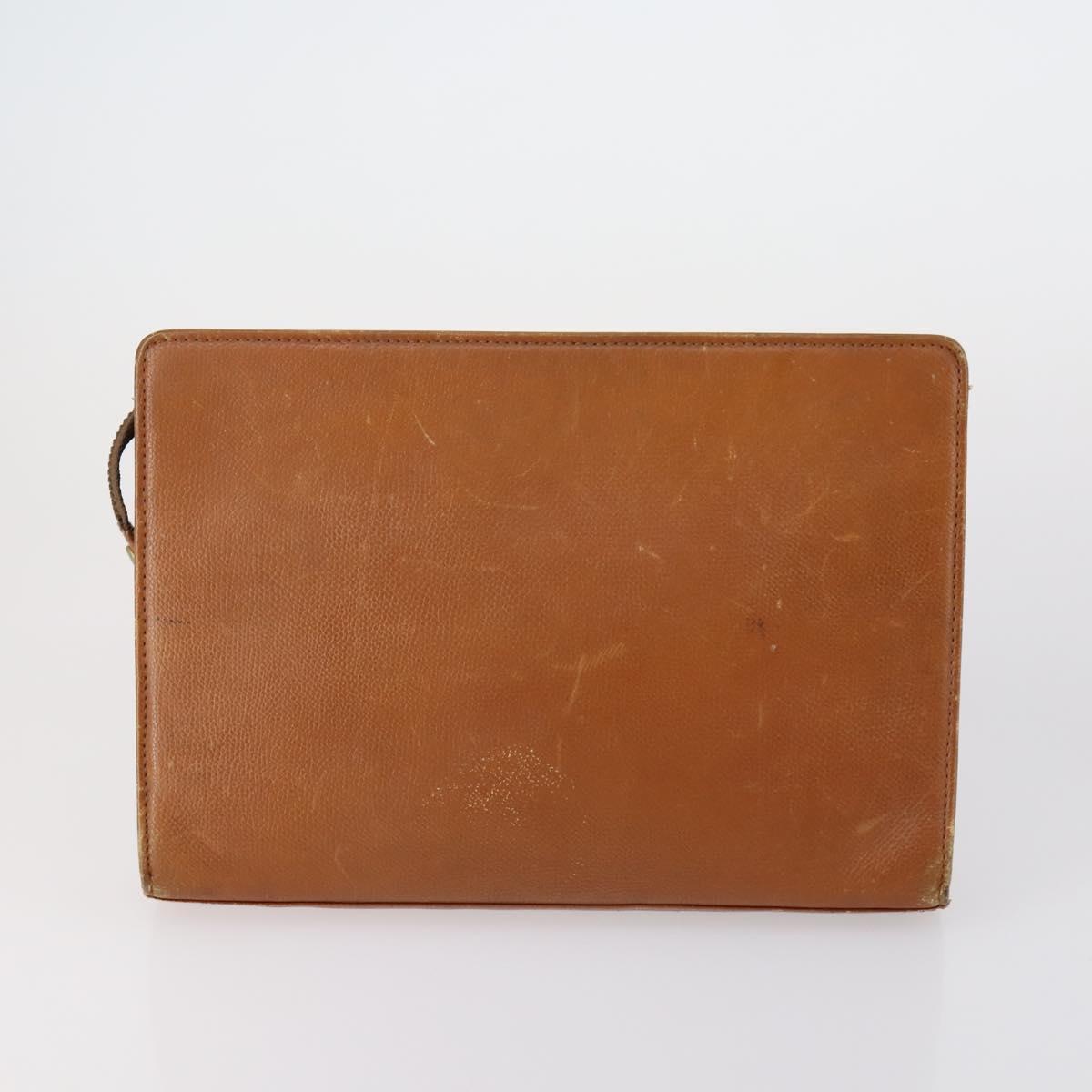 SAINT LAURENT Clutch Bag Leather 2 Set Beige Brown Auth 154537