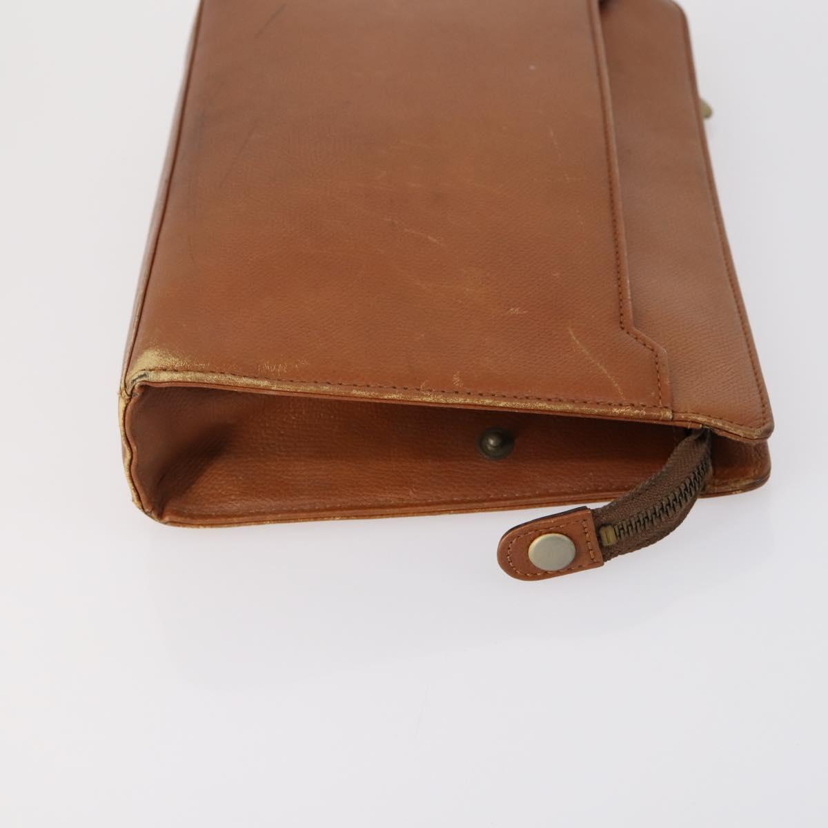 SAINT LAURENT Clutch Bag Leather 2 Set Beige Brown Auth 154537