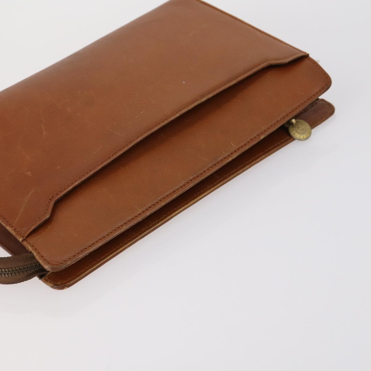 SAINT LAURENT Clutch Bag Leather 2 Set Beige Brown Auth 154537