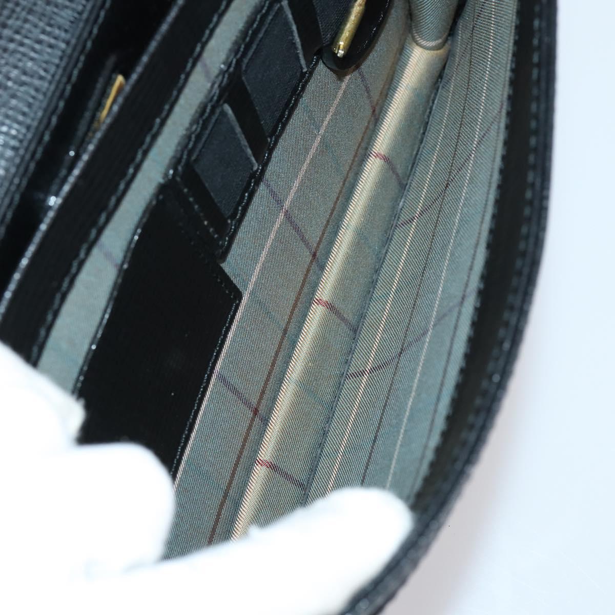 Burberrys Nova Check Clutch Bag Canvas Leather 2 Set Black Beige Auth 154538