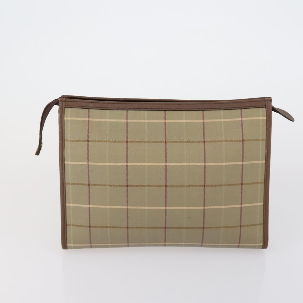 Burberrys Nova Check Clutch Bag Canvas Leather 2 Set Black Beige Auth 154538