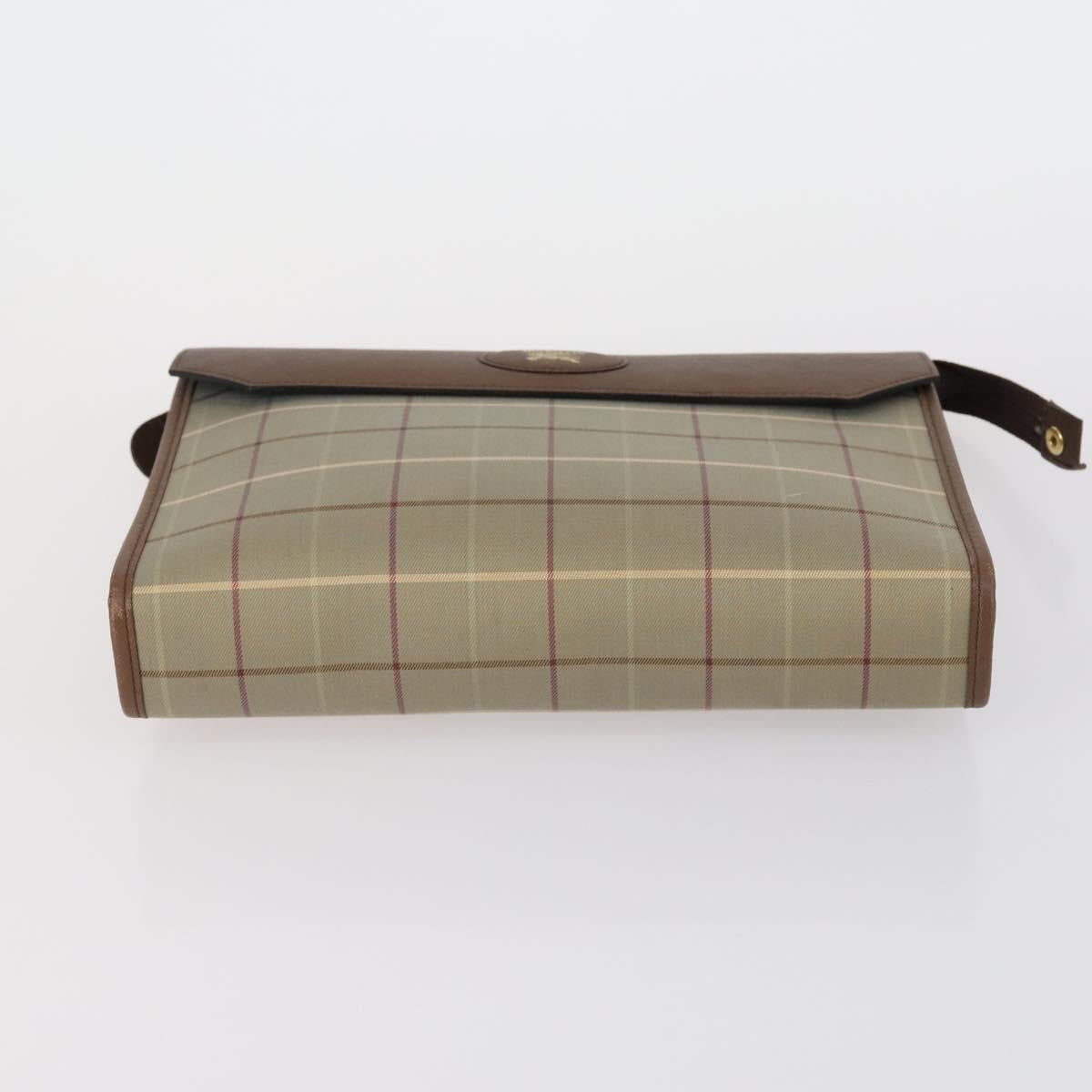 Burberrys Nova Check Clutch Bag Canvas Leather 2 Set Black Beige Auth 154538