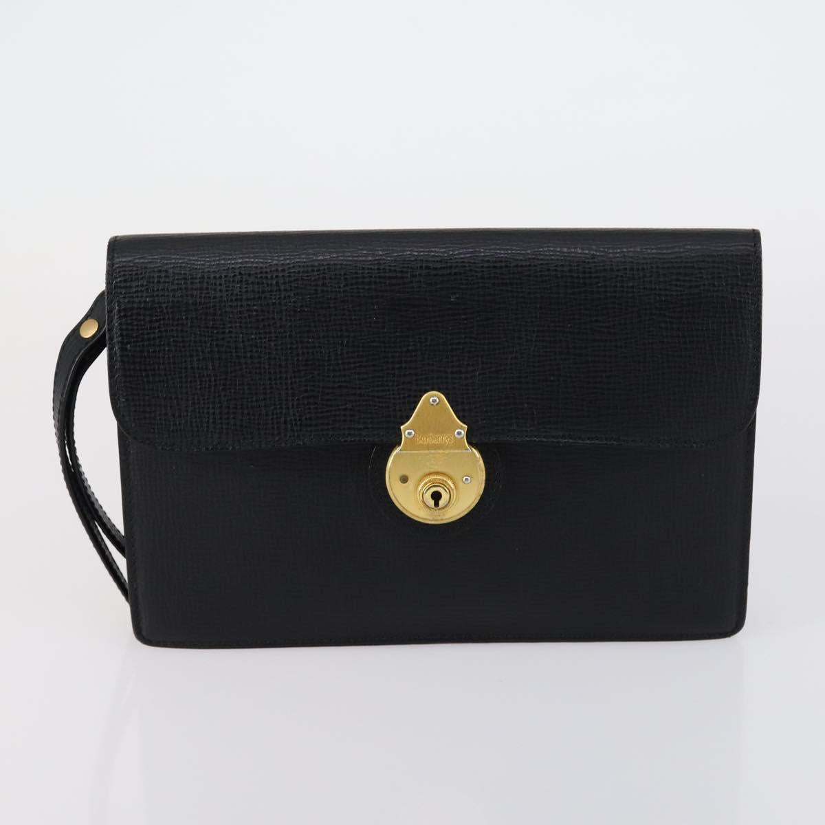 Burberrys Nova Check Clutch Bag Canvas Leather 2 Set Black Beige Auth 154538