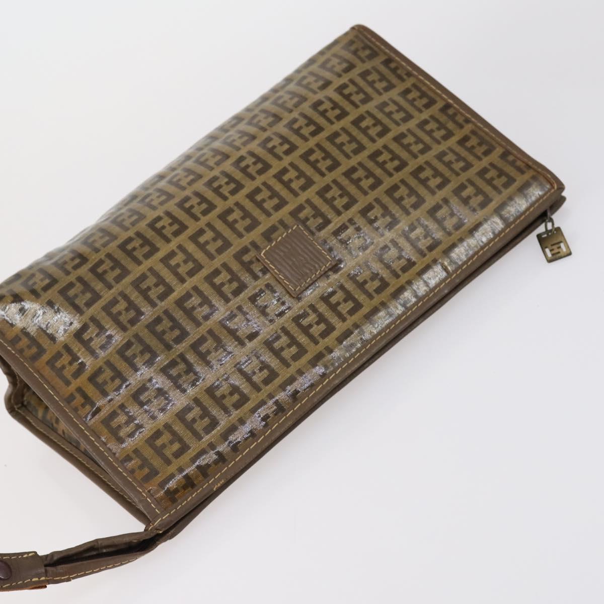 FENDI MCM Zucchino Canvas Vicetos Logogram Bag PVC 2 Set Brown Beige Auth 154539