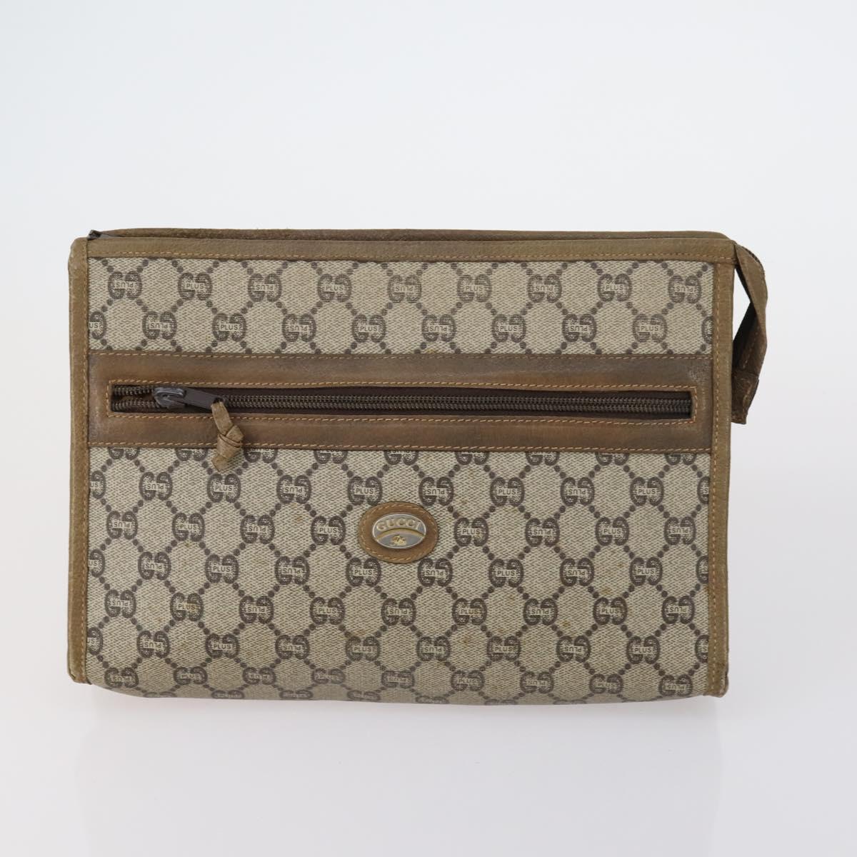 GUCCI GG Plus Supreme Bag PVC Leather Nylon 4 Set Navy Beige black Auth 154542