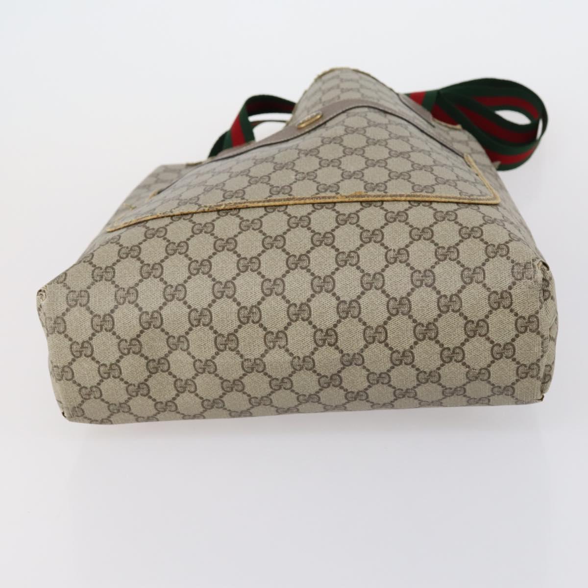 GUCCI GG Supreme Canvas Shoulder Bag PVC Leather 4 Set Black Beige Auth 154546