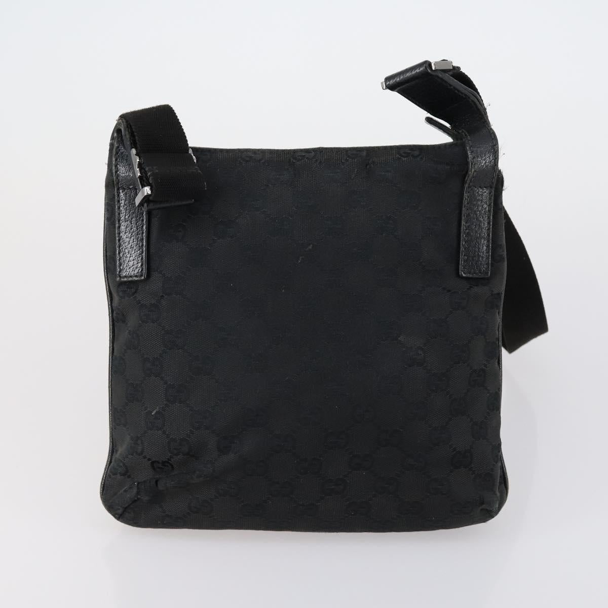 GUCCI GG Supreme Canvas Shoulder Bag PVC Leather 4 Set Black Beige Auth 154546