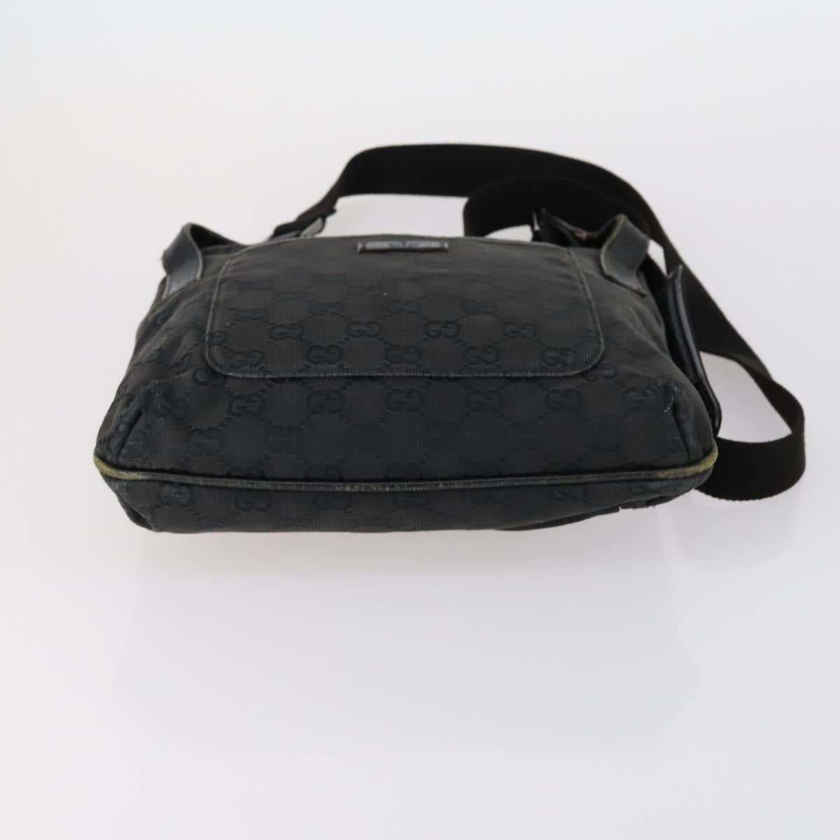 GUCCI GG Supreme Canvas Shoulder Bag PVC Leather 4 Set Black Beige Auth 154546