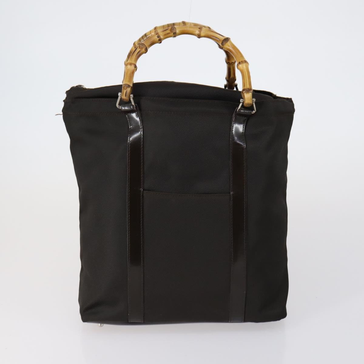 GUCCI Hand Bag Nylon Patent 4 Set Khaki Black Auth 154547