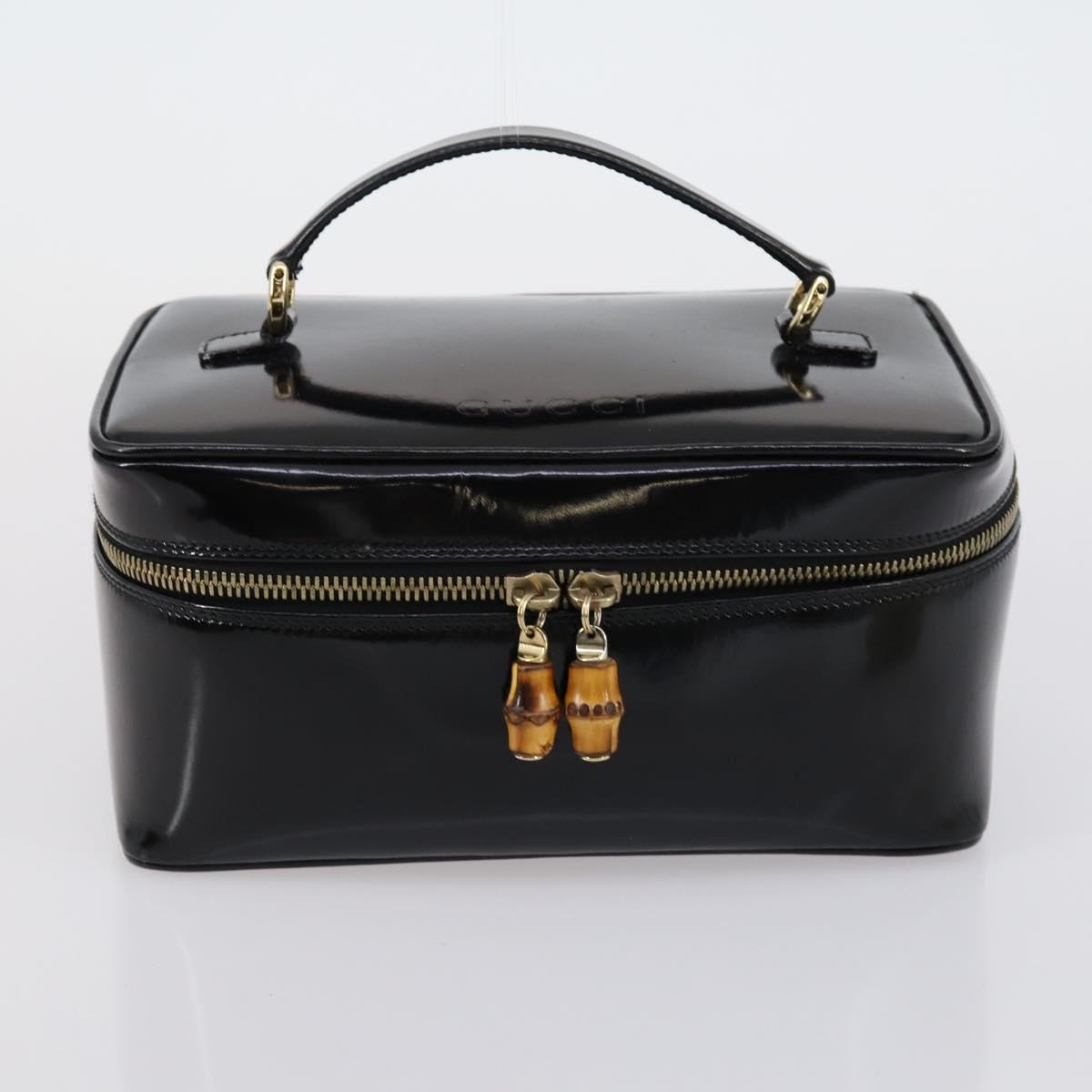 GUCCI Hand Bag Nylon Patent 4 Set Khaki Black Auth 154547