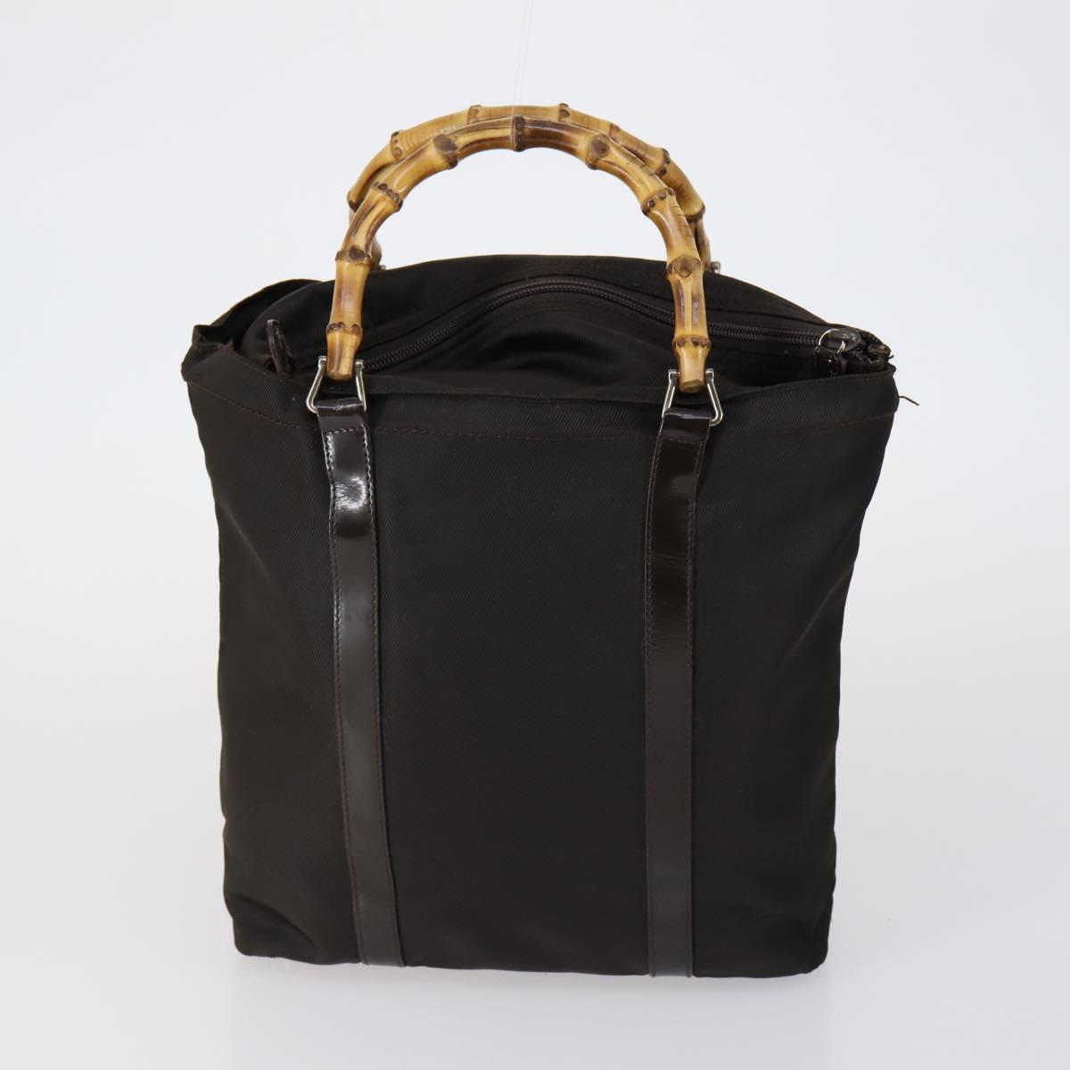 GUCCI Hand Bag Nylon Patent 4 Set Khaki Black Auth 154547