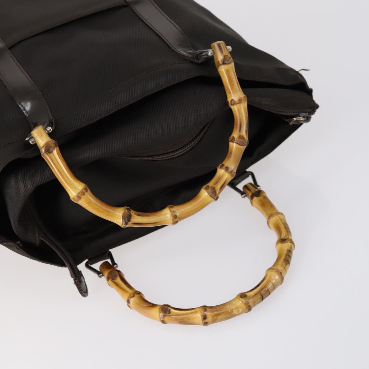 GUCCI Hand Bag Nylon Patent 4 Set Khaki Black Auth 154547