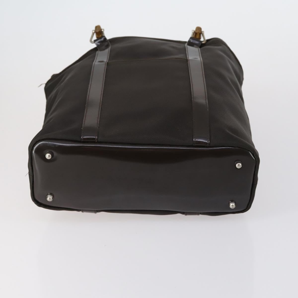 GUCCI Hand Bag Nylon Patent 4 Set Khaki Black Auth 154547