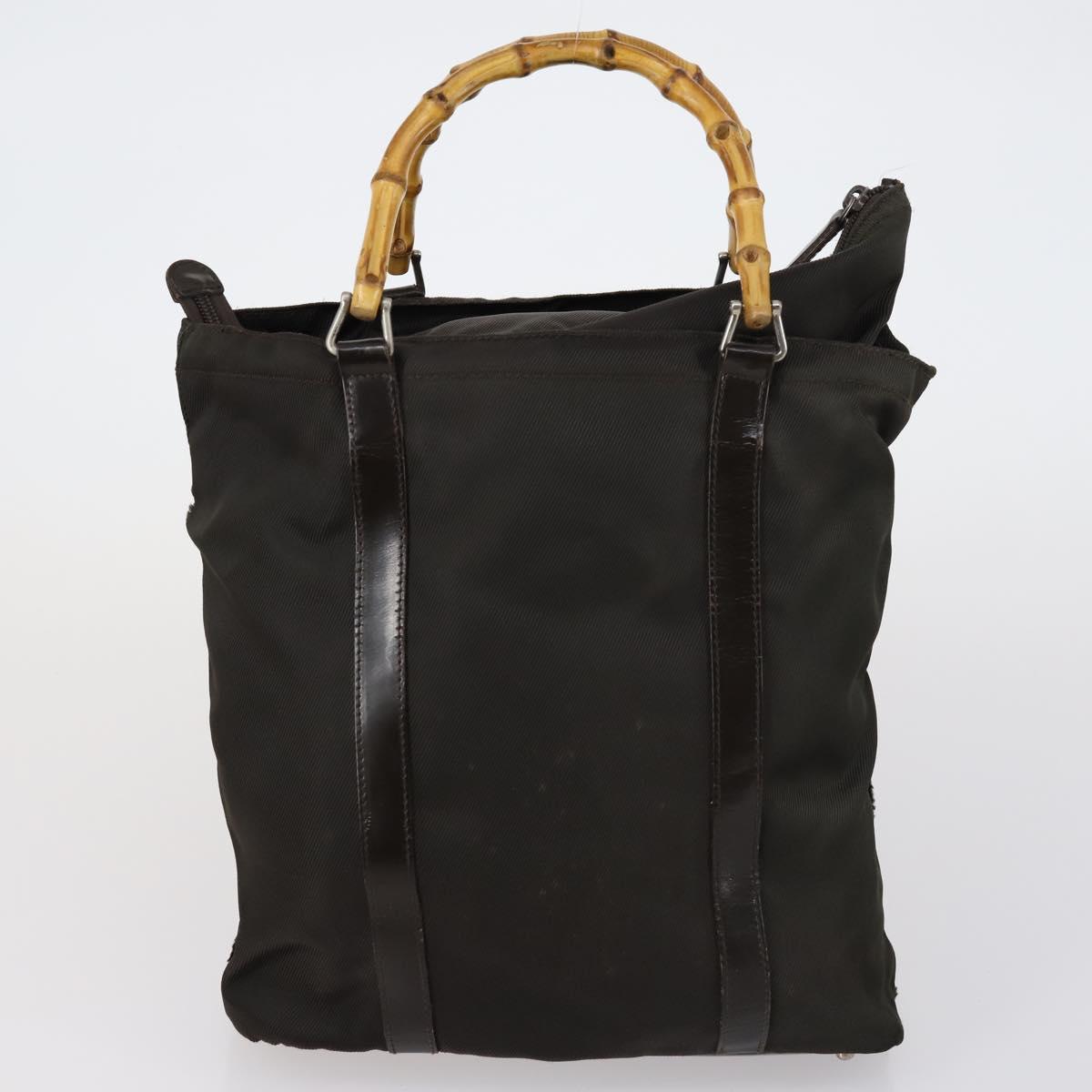 GUCCI Hand Bag Nylon Patent 4 Set Khaki Black Auth 154547