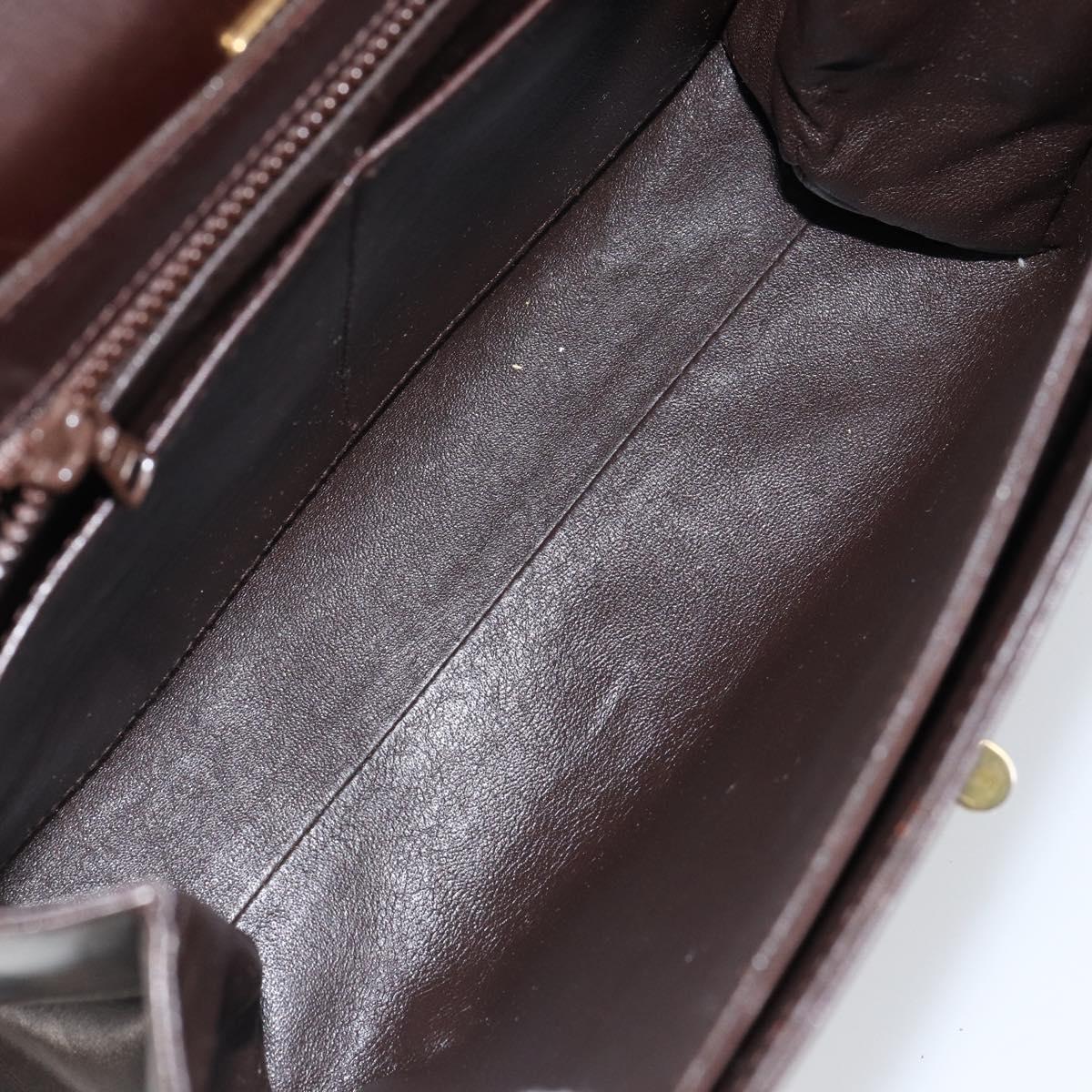 BALLY Hand Bag Leather Brown Gold Auth 154579