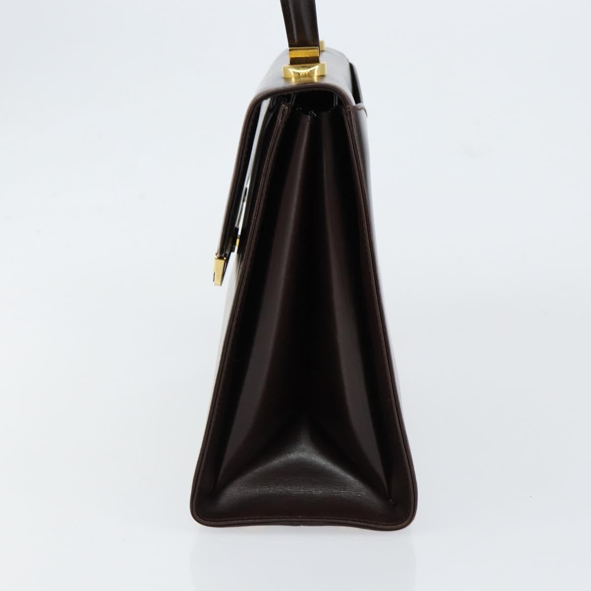 BALLY Hand Bag Leather Brown Gold Auth 154579