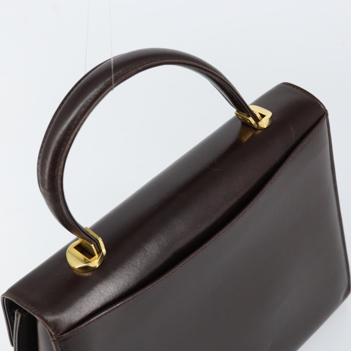 BALLY Hand Bag Leather Brown Gold Auth 154579
