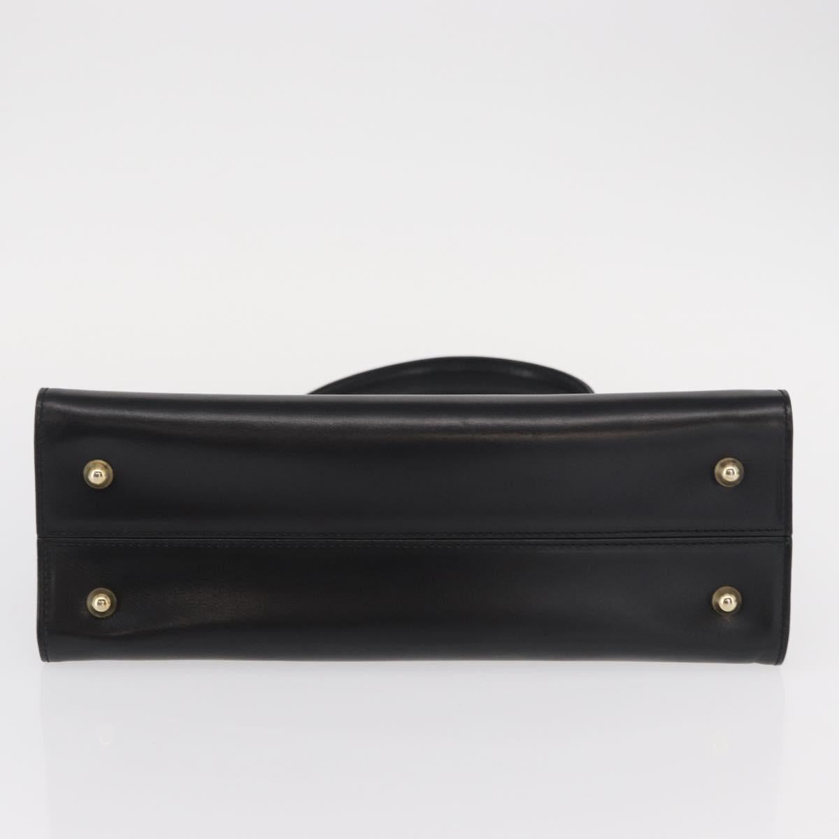 BALLY Hand Bag Leather Black Gold Auth 154580