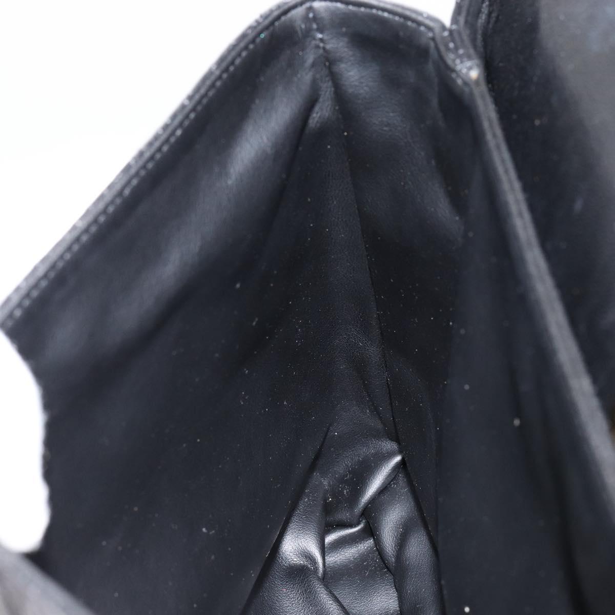 BALLY Quilted Hand Bag Leather Black gold Auth 154581