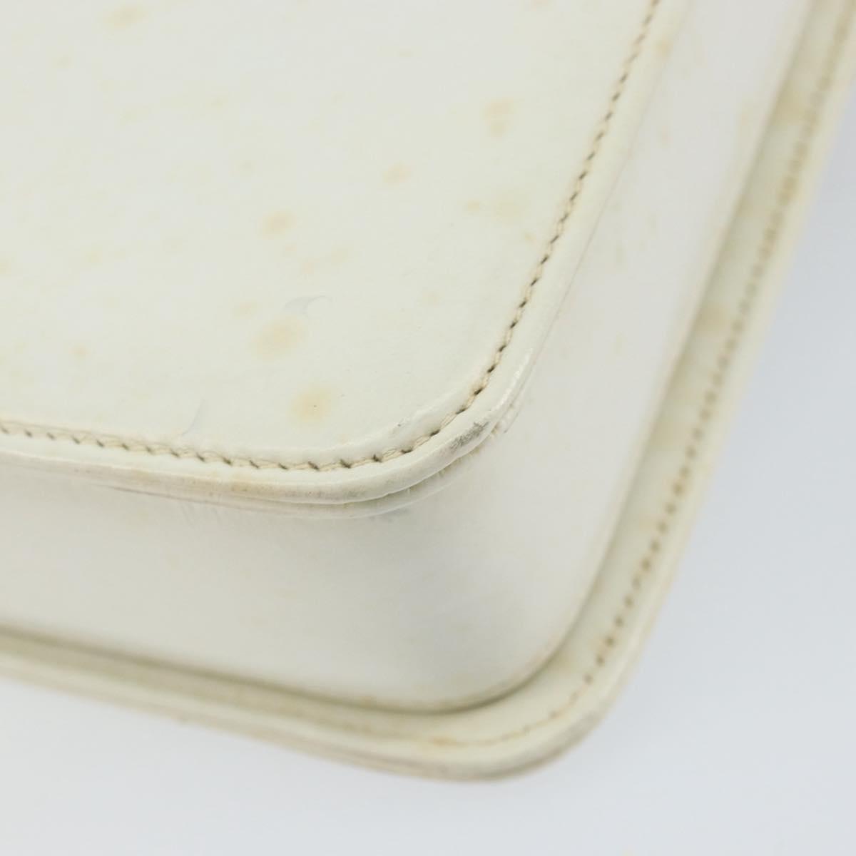 GUCCI Hand Bag Leather White Gold Auth 154583