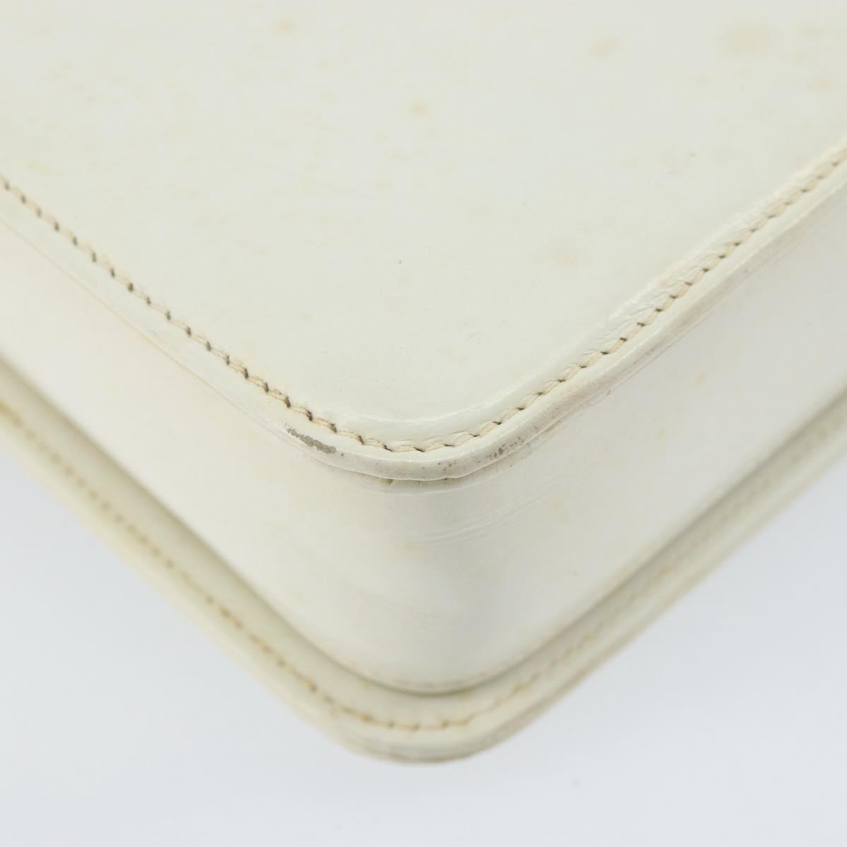 GUCCI Hand Bag Leather White Gold Auth 154583