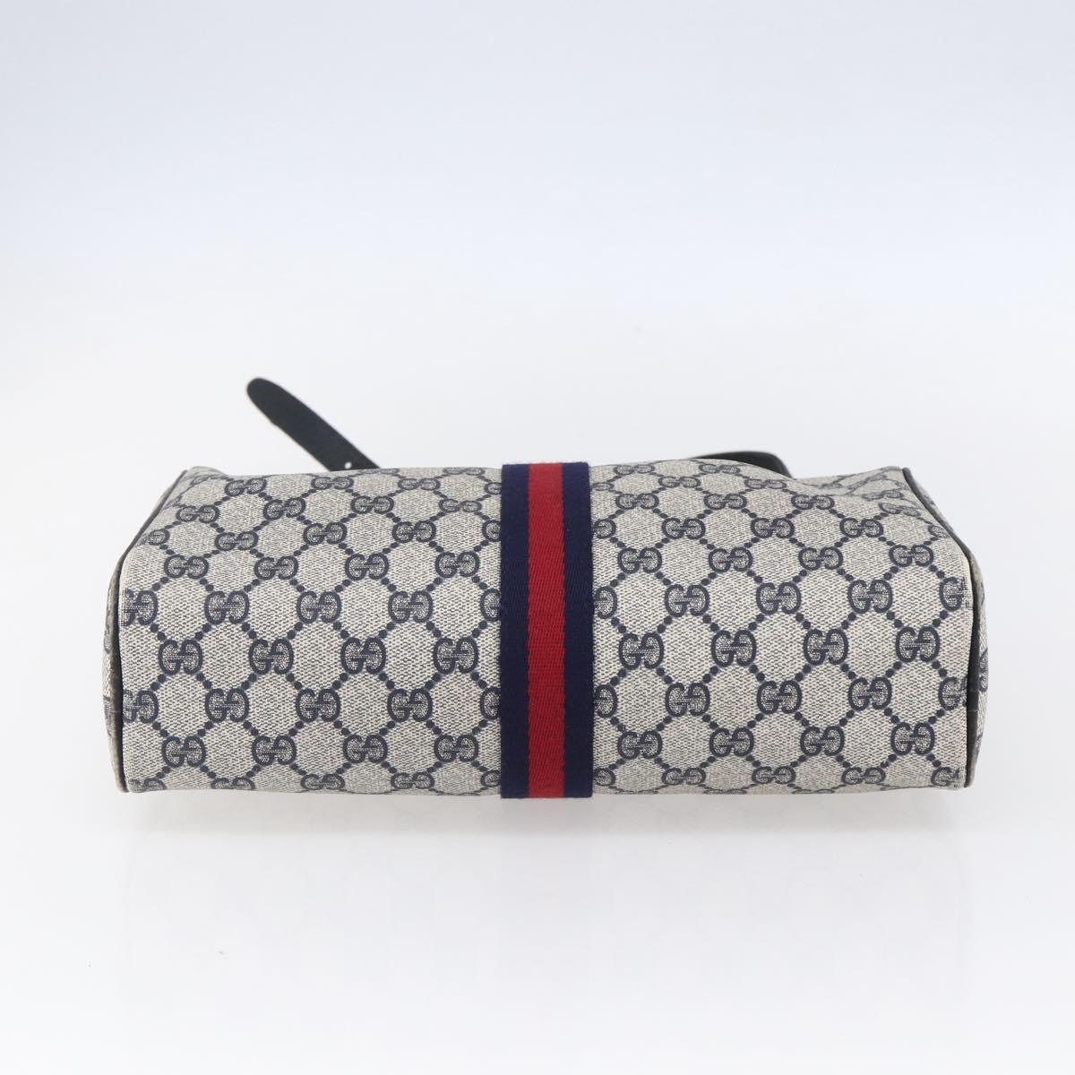 GUCCI GG Supreme Sherry Line Shoulder Bag PVC Navy Gold 010 378 Auth 154587