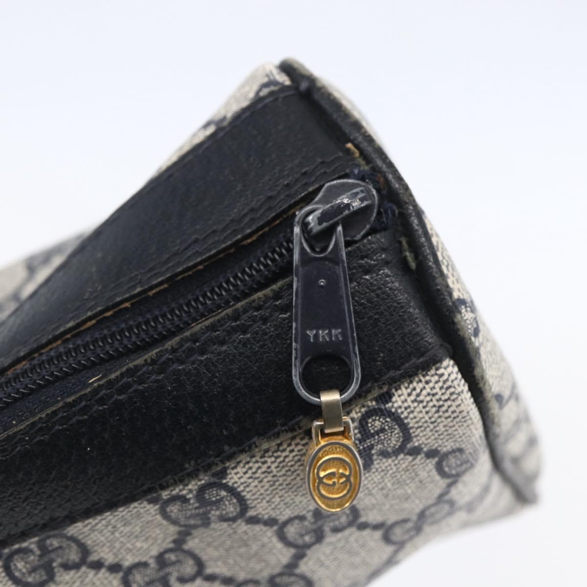 GUCCI GG Supreme Sherry Line Shoulder Bag PVC Navy Gold 010 378 Auth 154587