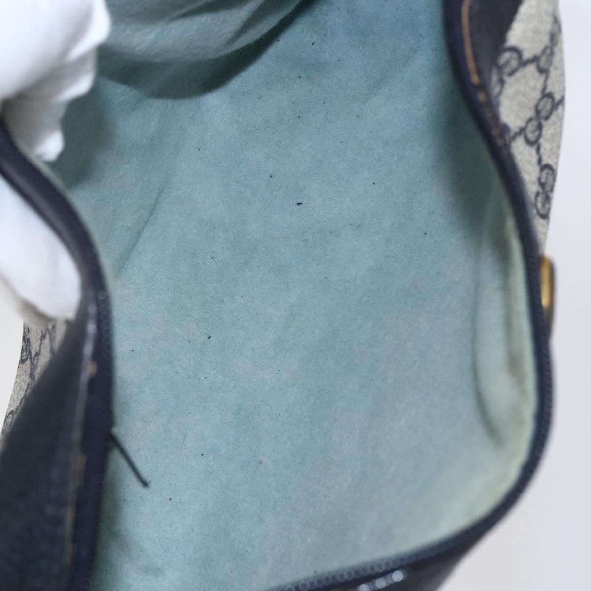 GUCCI GG Supreme Sherry Line Shoulder Bag PVC Navy Gold 010 378 Auth 154587