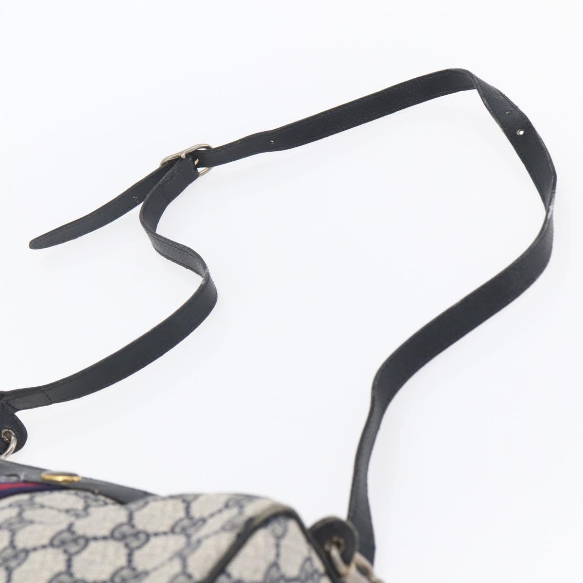 GUCCI GG Supreme Sherry Line Shoulder Bag PVC Navy Gold 010 378 Auth 154587