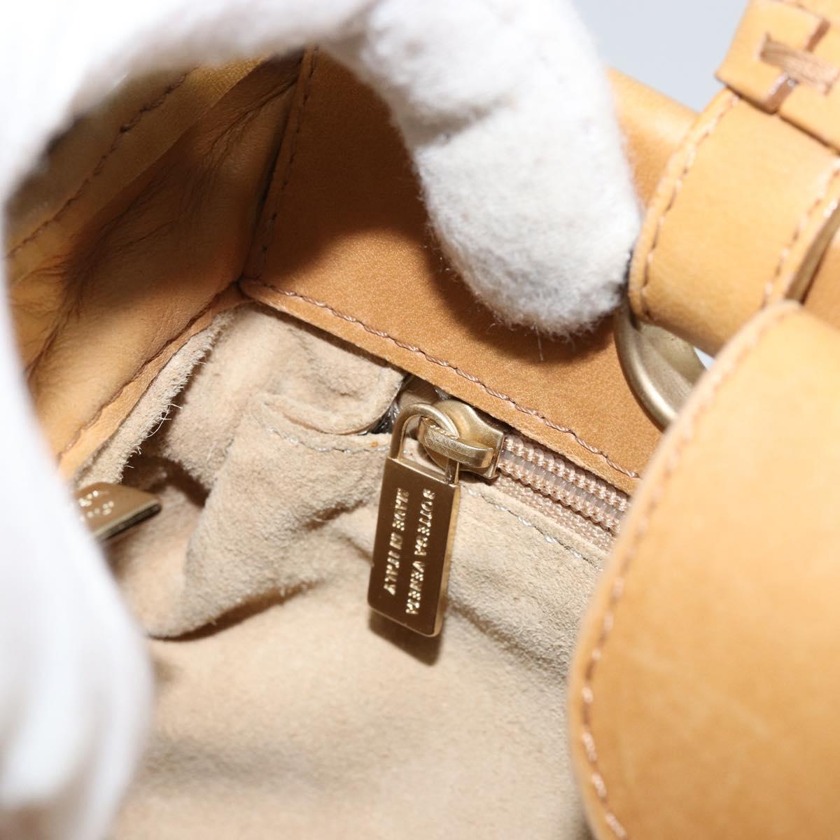 BOTTEGA VENETA INTRECCIATO Hand Bag Leather 2way Beige Gold Auth 154588