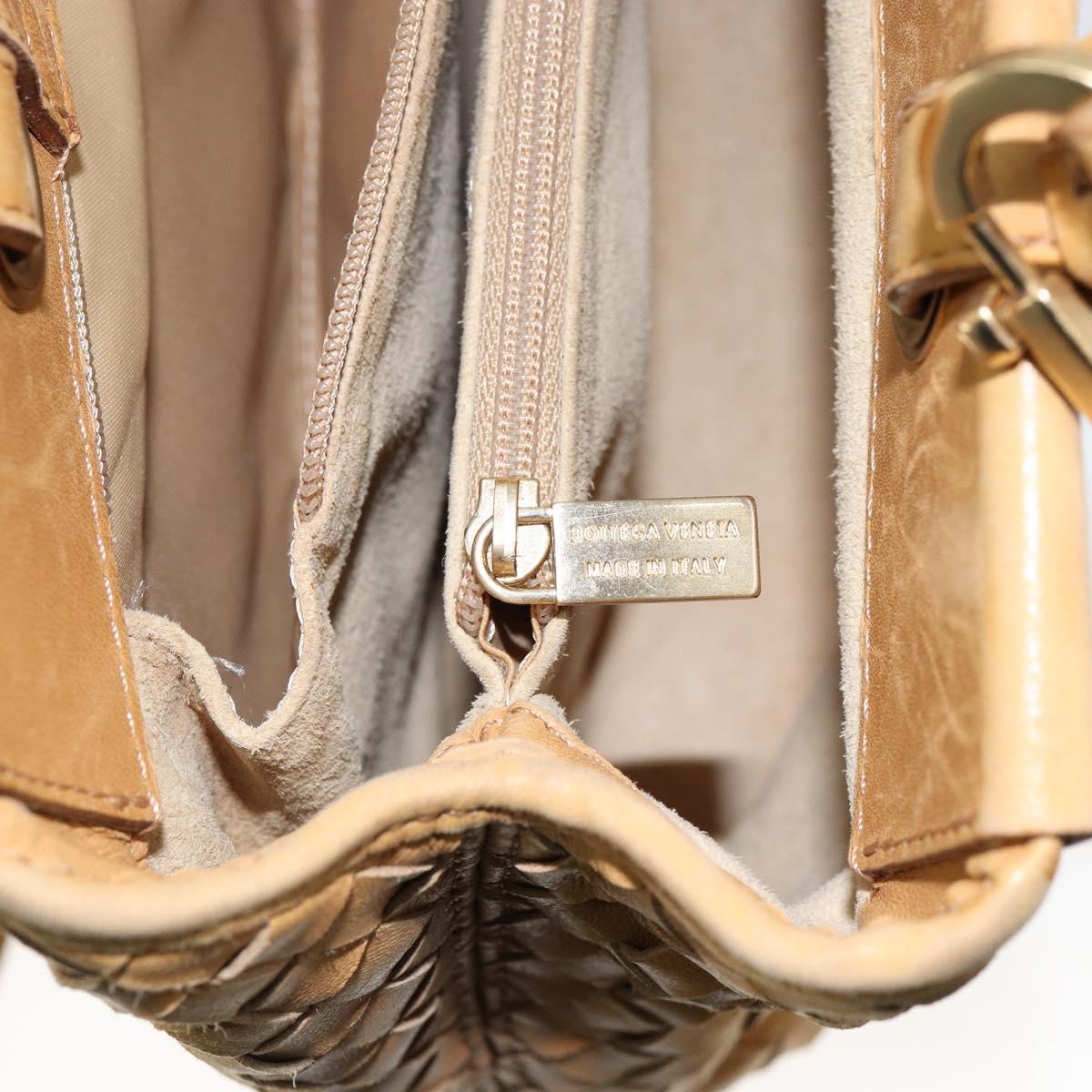 BOTTEGA VENETA INTRECCIATO Hand Bag Leather 2way Beige Gold Auth 154588