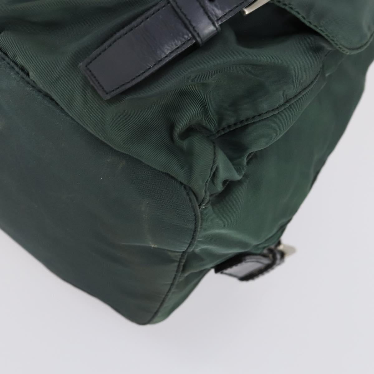 PRADA Backpack Nylon Green Silver Auth 154589