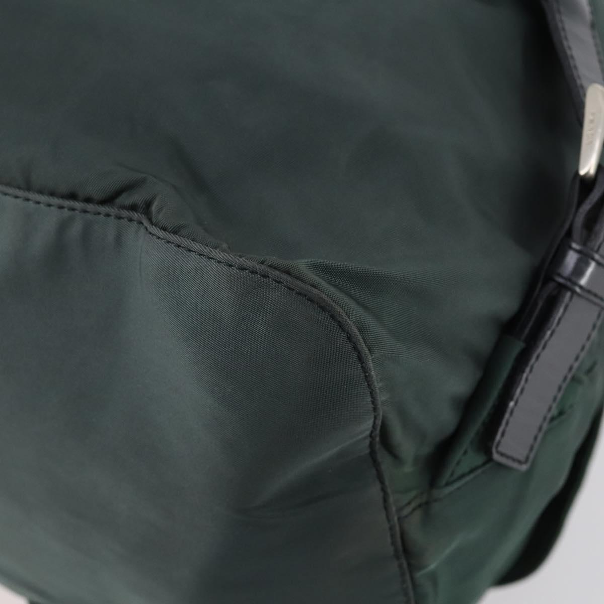 PRADA Backpack Nylon Green Silver Auth 154589
