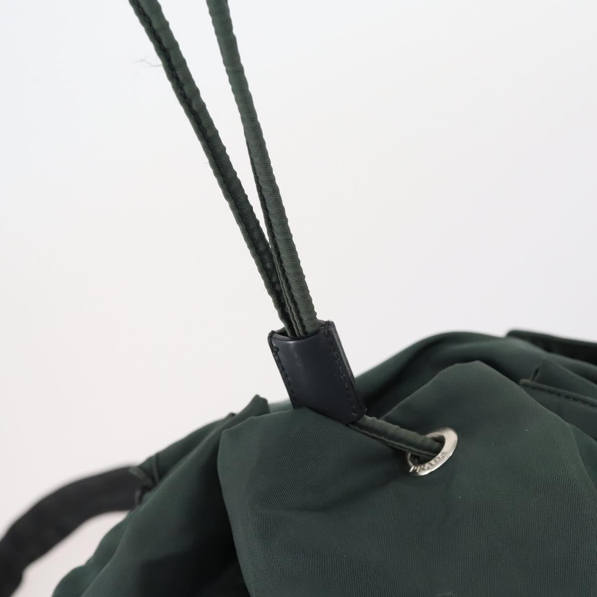 PRADA Backpack Nylon Green Silver Auth 154589