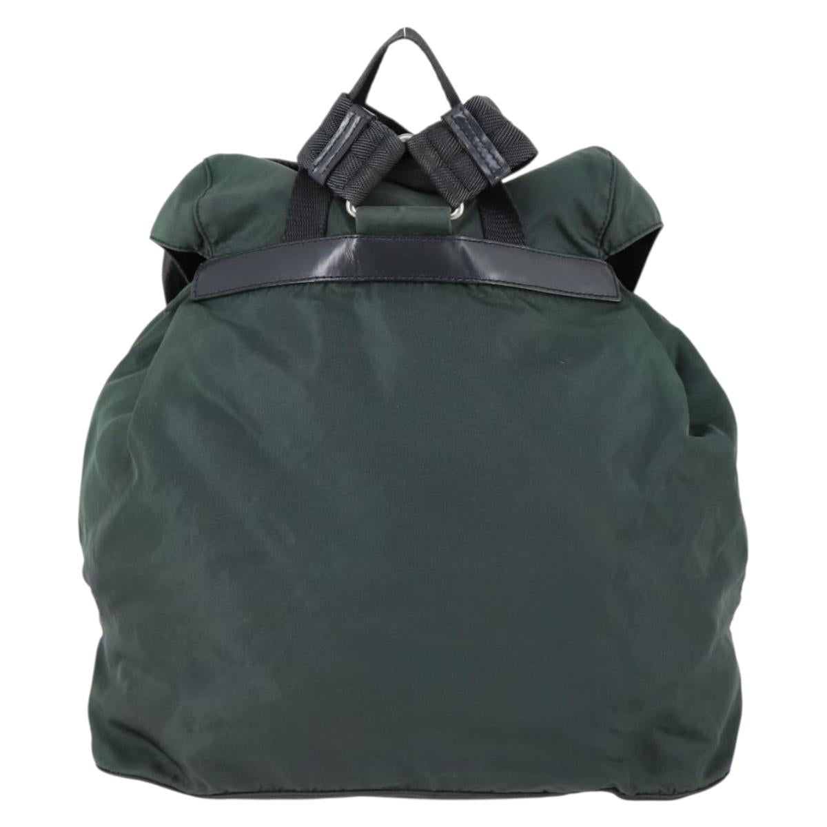 PRADA Backpack Nylon Green Silver Auth 154589