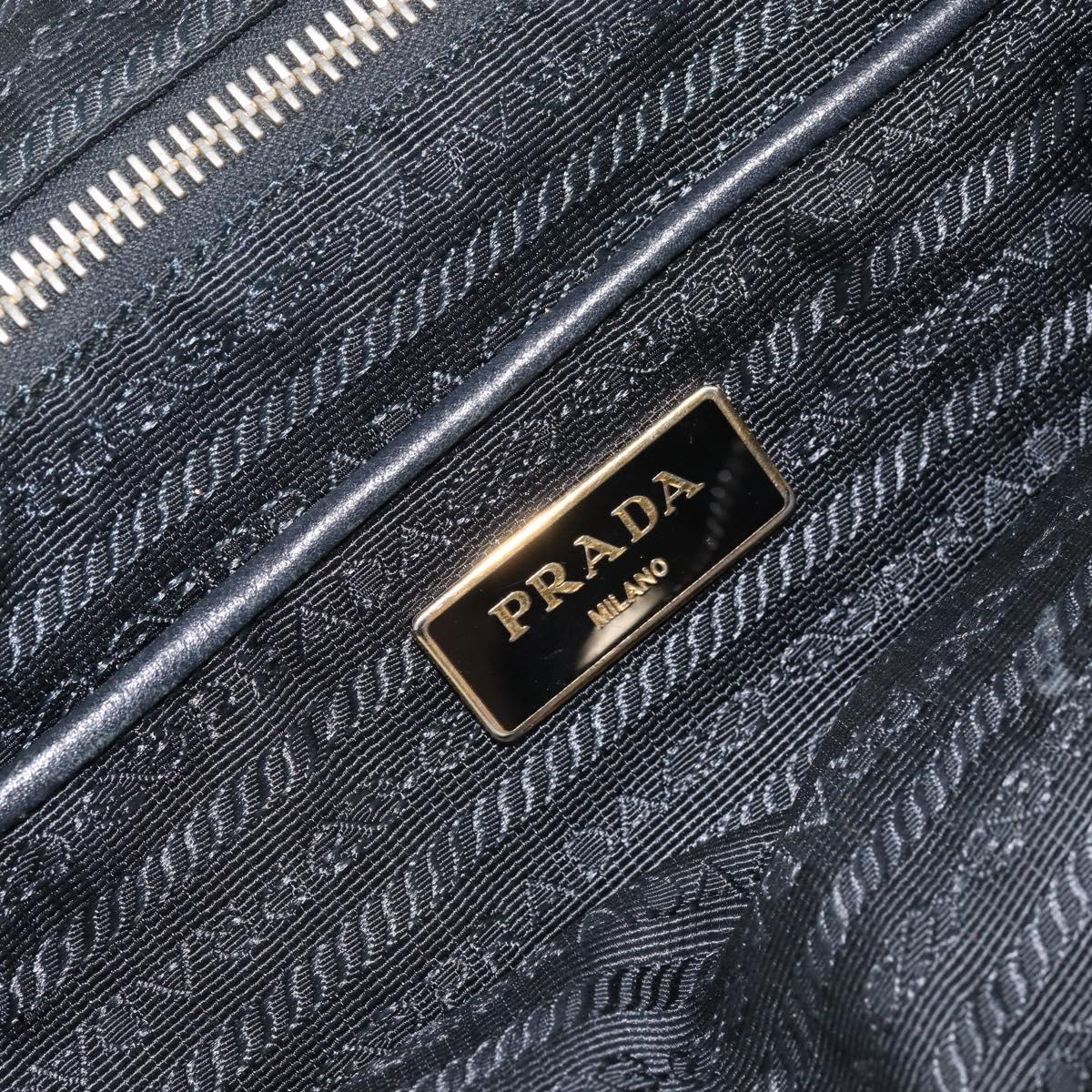 PRADA Hand Bag Nylon Black Gold Auth 154590