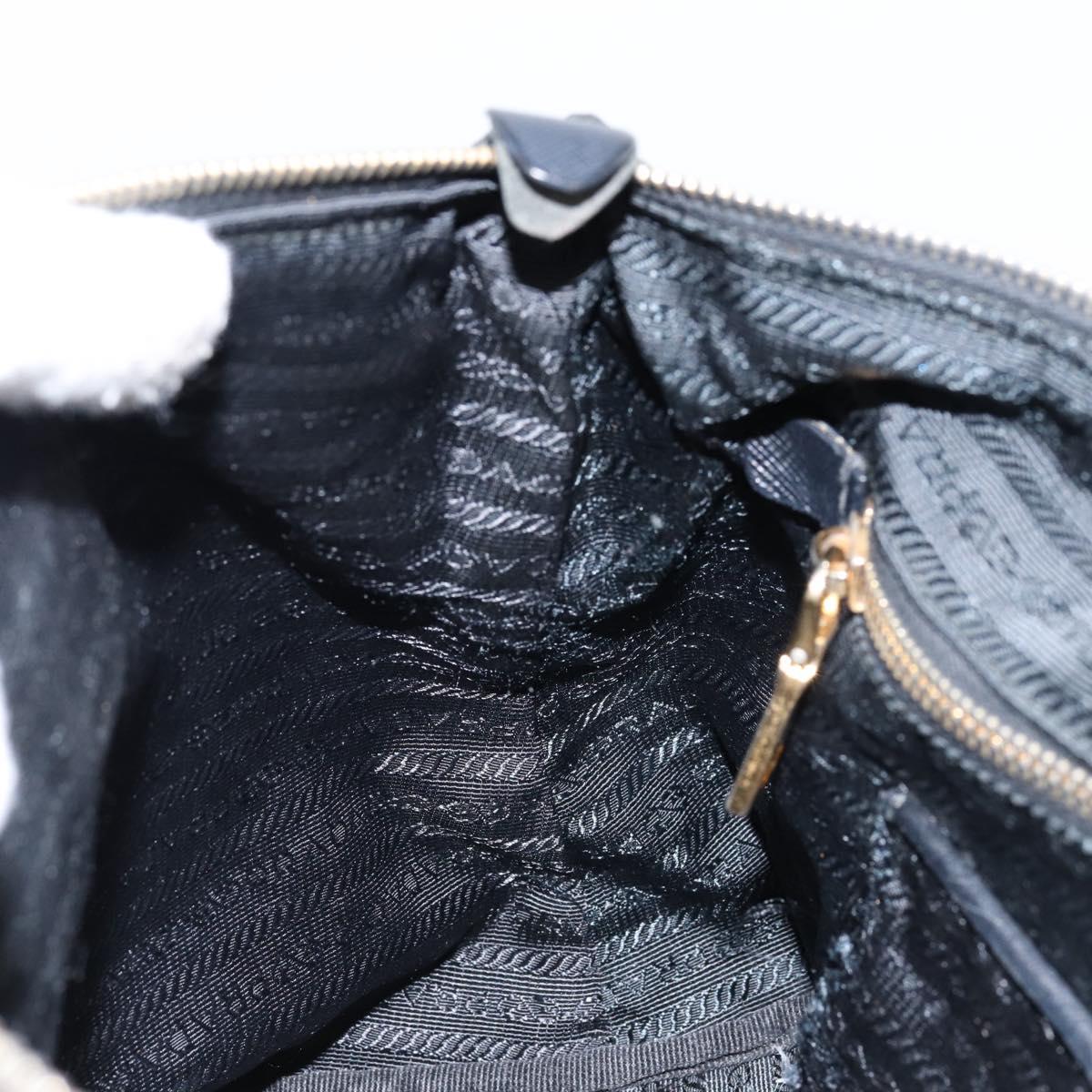 PRADA Hand Bag Nylon Black Gold Auth 154590