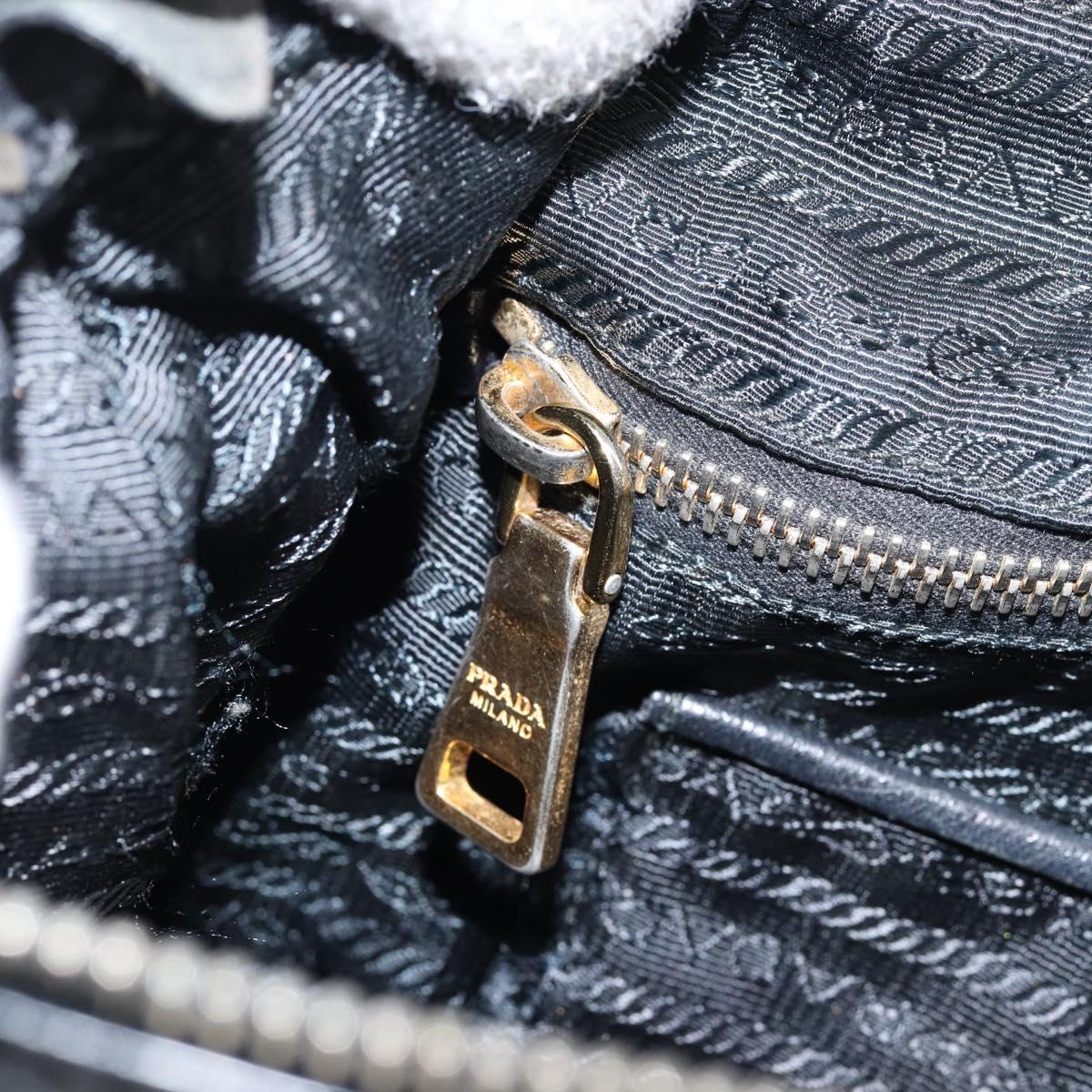 PRADA Hand Bag Nylon Black Gold Auth 154590