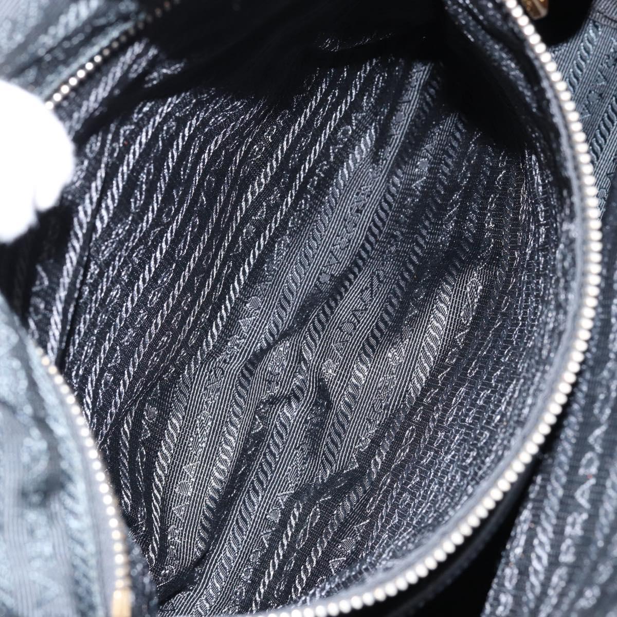PRADA Hand Bag Nylon Black Gold Auth 154590