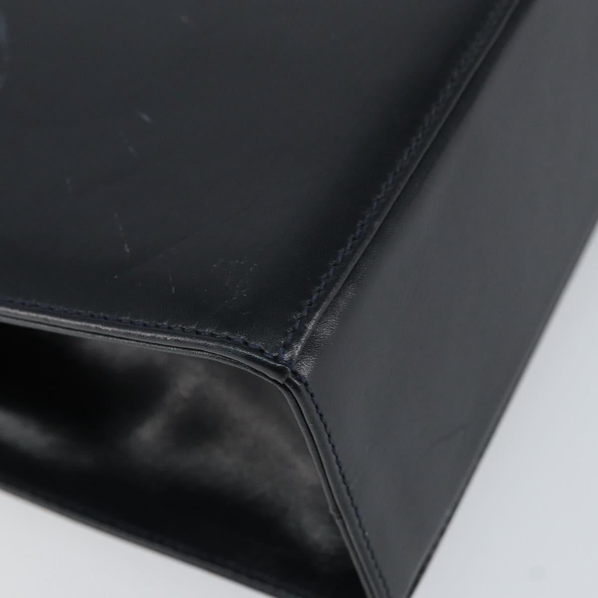 Salvatore Ferragamo Gancini Shoulder Bag Leather Navy Gold Auth 154591