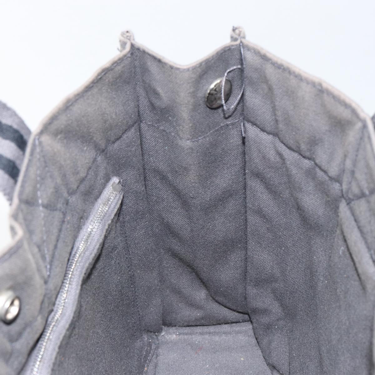 HERMES Fourre ToutPM Hand Bag Canvas Gray Silver Auth 154596