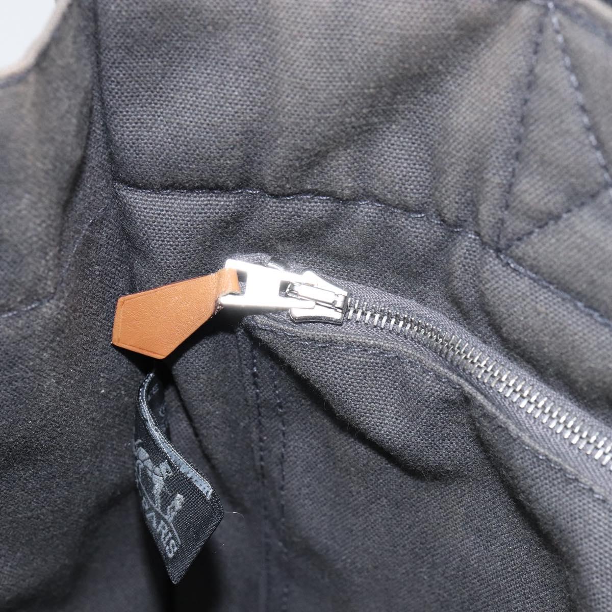 HERMES Fourre ToutPM Hand Bag Canvas Gray Silver Auth 154596