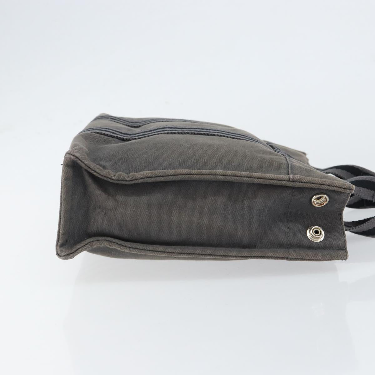 HERMES Fourre ToutPM Hand Bag Canvas Gray Silver Auth 154596