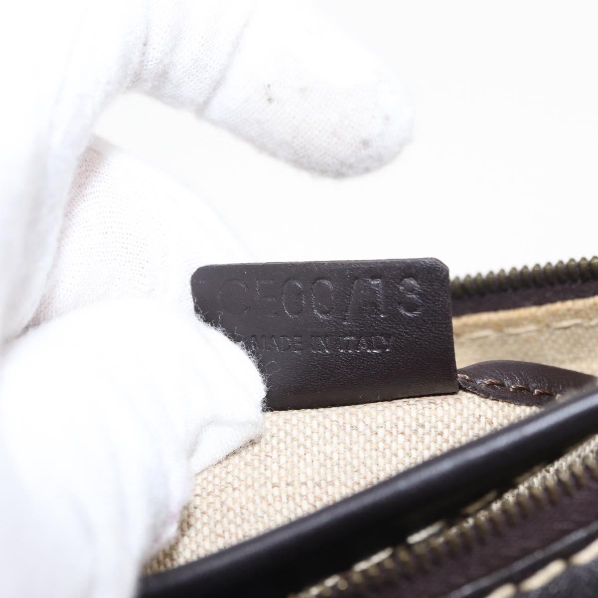 CELINE Accessory Pouch Canvas Brown Auth 154612V