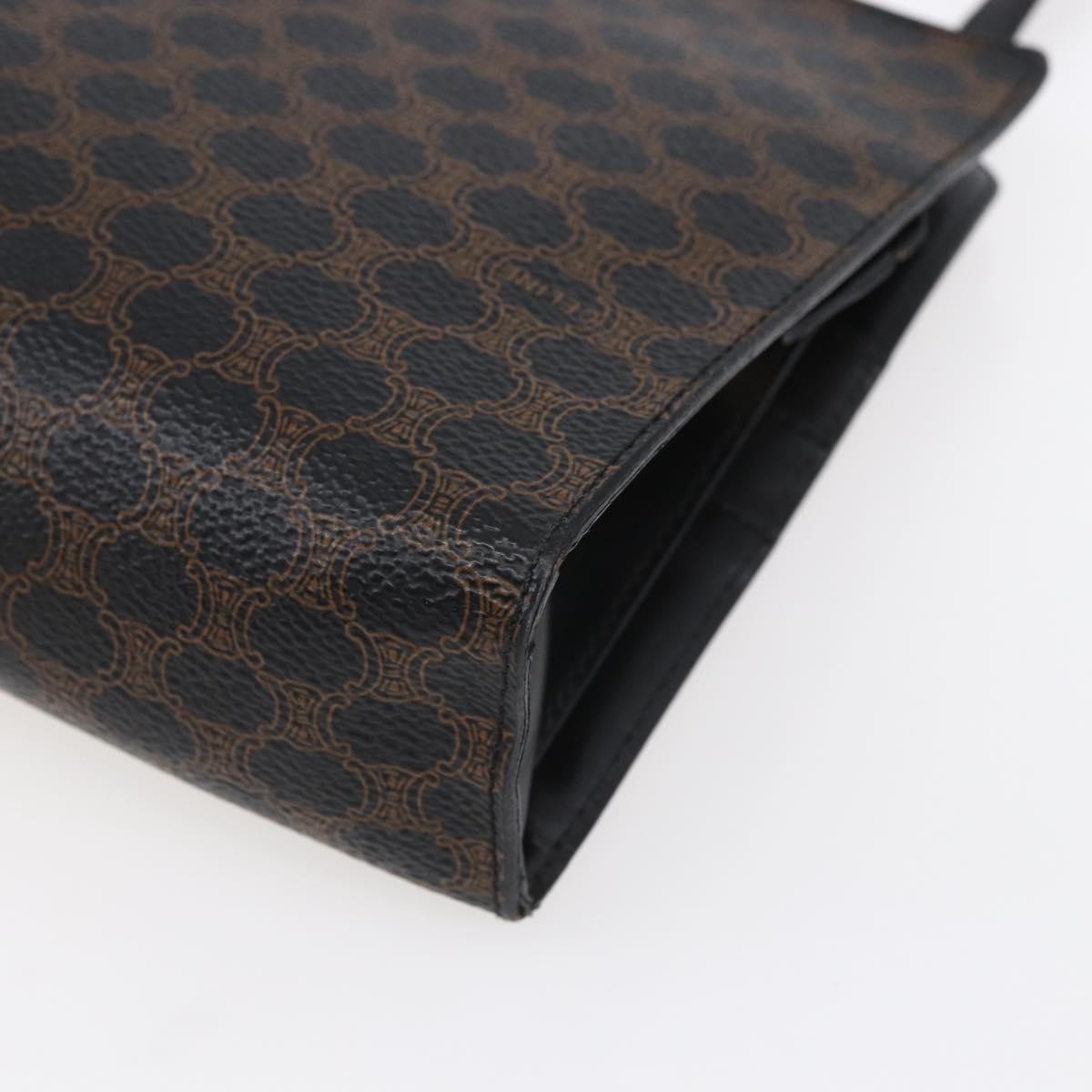 CELINE Macadam Canvas Shoulder Bag PVC Leather Black Gold Auth 154614